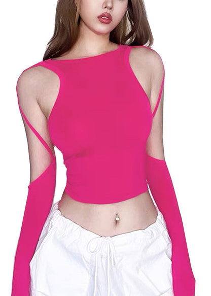 Shoulder Top Asymmetrical Chic Summer Rose Cold