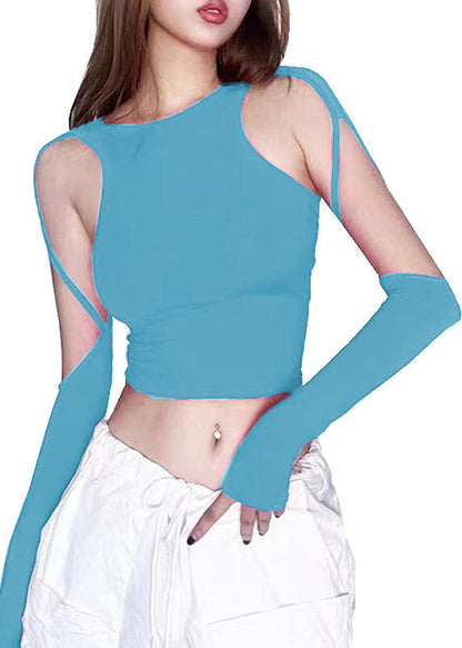 Shoulder Top Asymmetrical Chic Summer Rose Cold