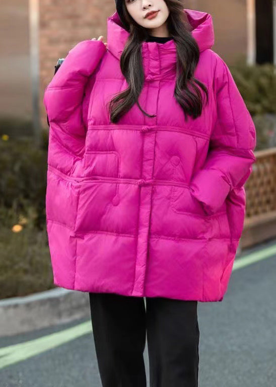 Chic Rose Hooded Duck Down Puffer Jacket Winter