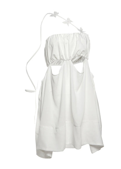 Hollow Bow Tulle Patchwork Sexy Mini Suspender Dress Chic