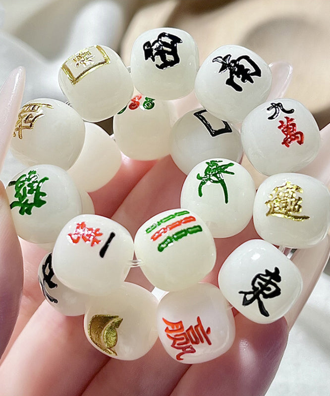 Alloy Mahjong Chain Buddhist Chic Bead White Bracelet