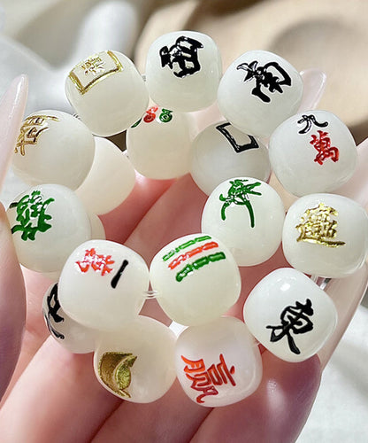 Alloy Mahjong Chain Buddhist Chic Bead White Bracelet