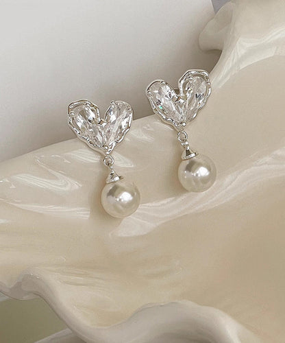 Love Pearl Copper Chic Overgild Drop Earrings White