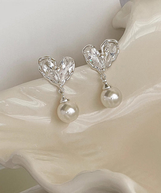 Love Pearl Copper Chic Overgild Drop Earrings White