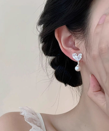 Love Pearl Copper Chic Overgild Drop Earrings White