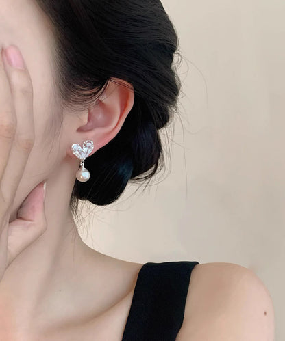 Love Pearl Copper Chic Overgild Drop Earrings White