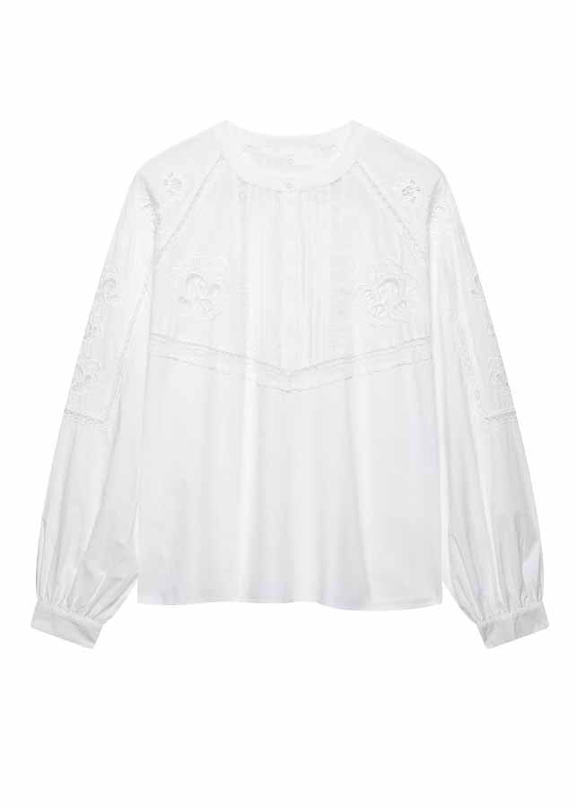 Out Fall Cotton Embroidered Set Hollow White Two Chic Piece