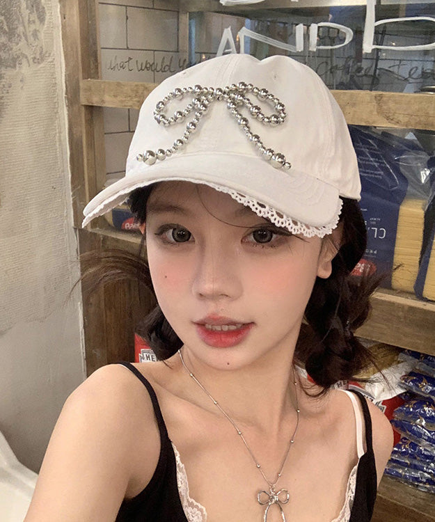 Lace White Chic Baseball Versatile Hat Cap Bow
