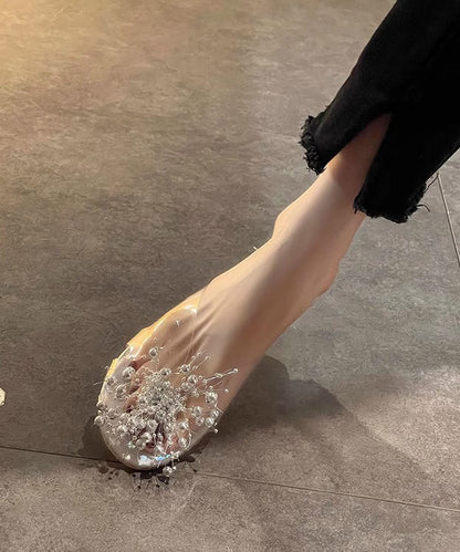 Bead White Sandals Splicing Slide Nail Chic Clear