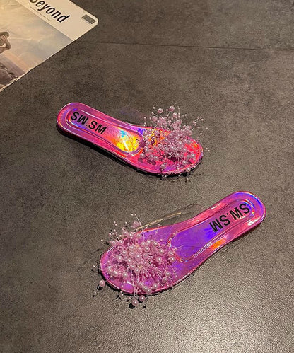 Bead White Sandals Splicing Slide Nail Chic Clear