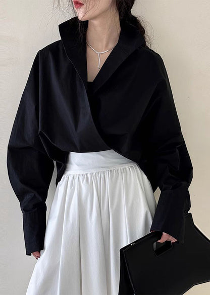 Spring Stand White Shirts Collar Chic Solid