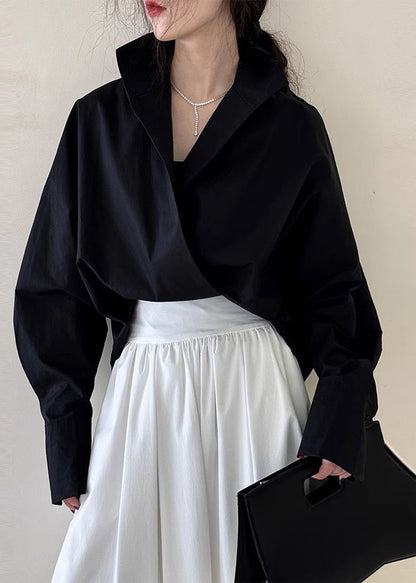 Collar Stand Chic Shirts Solid White Spring