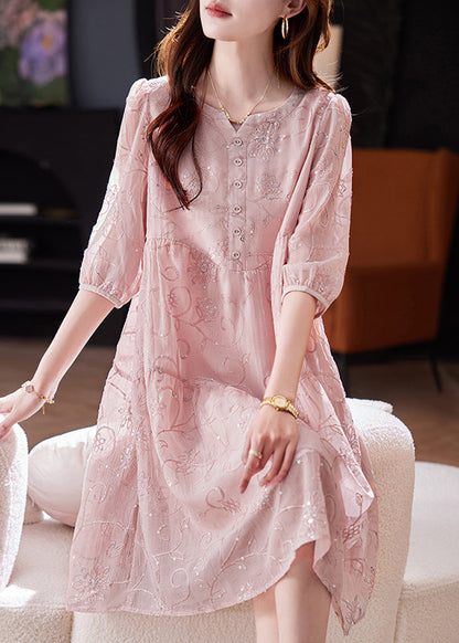 Cotton Summer Yellow Sequins Chic Patchwork Dress Embroidered