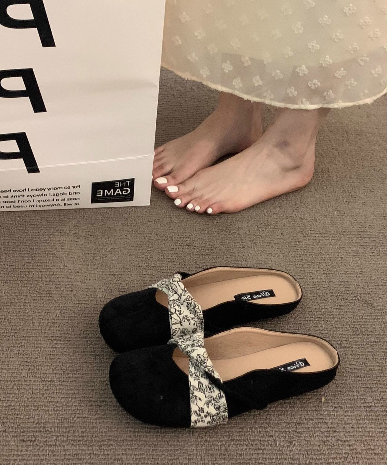 Splicing Chic Suede Boutique Slide Yellow Sandals