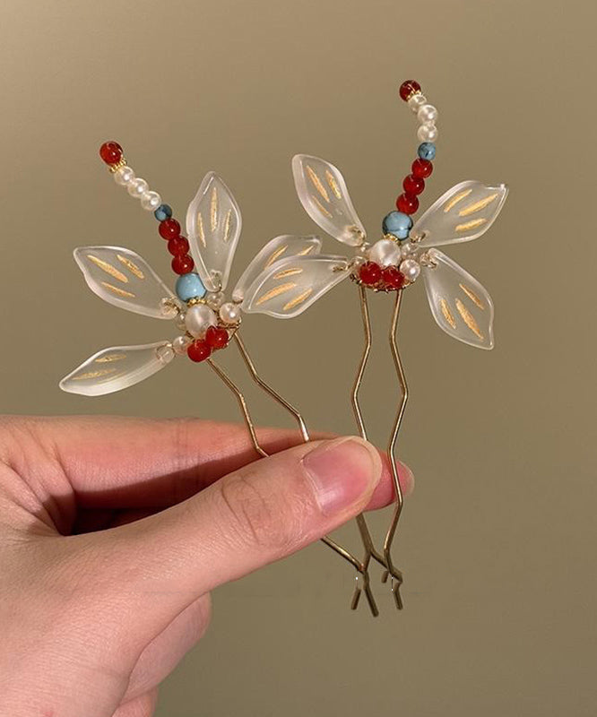 Dragonfly Style Chinese Alloy U-Shaped Hairpin Turquoise