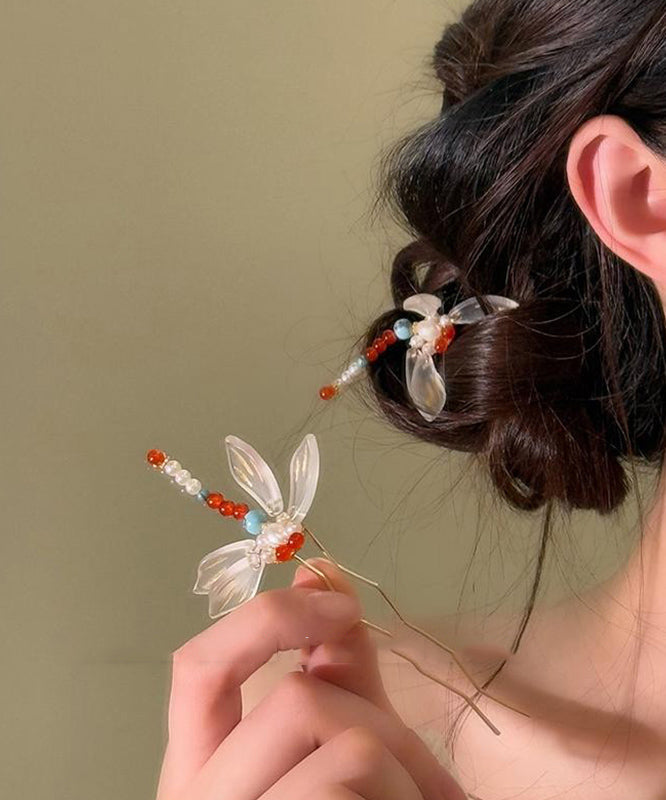 Dragonfly Style Chinese Alloy U-Shaped Hairpin Turquoise