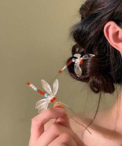 Dragonfly Style Chinese Alloy U-Shaped Hairpin Turquoise