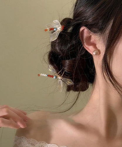 Dragonfly Style Chinese Alloy U-Shaped Hairpin Turquoise