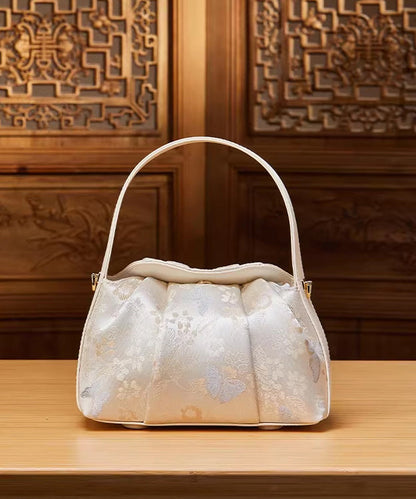 Tote Bag Beige Chinese Style Versatile Jacquard