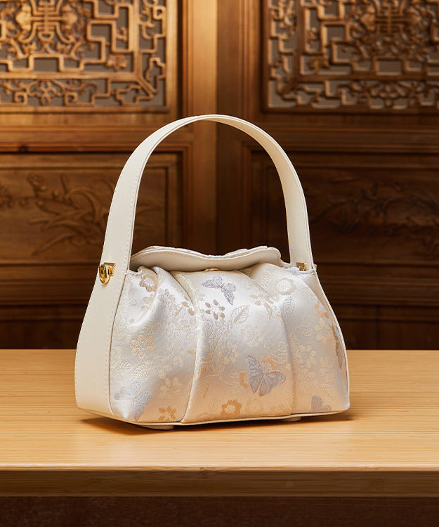 Tote Bag Beige Chinese Style Versatile Jacquard
