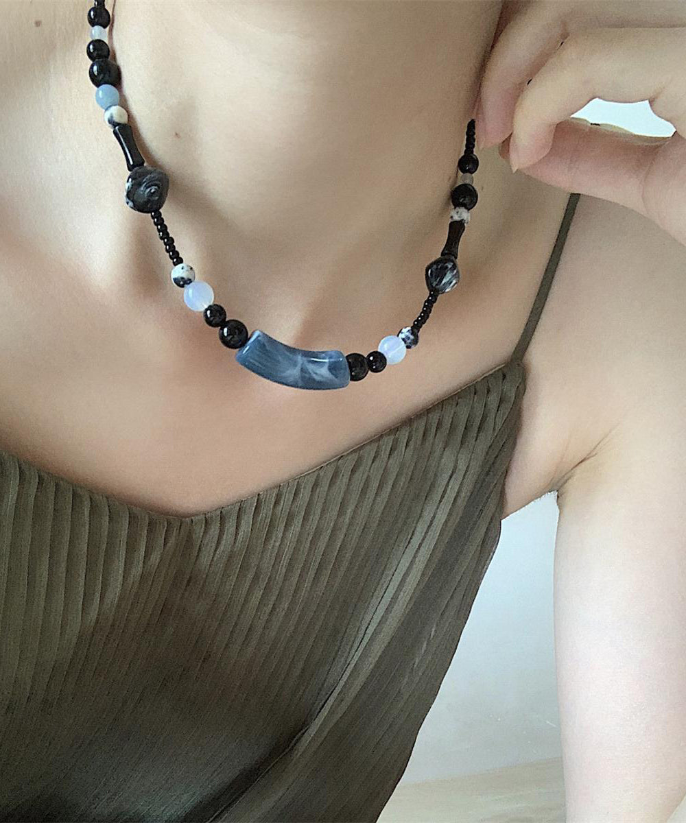 Gratuated Style Alloy Chinese Black Necklace Beading Bead