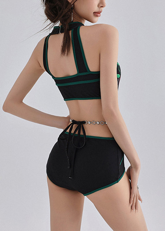 Style Butto Print Black Collar Chinese Bodysui Stand