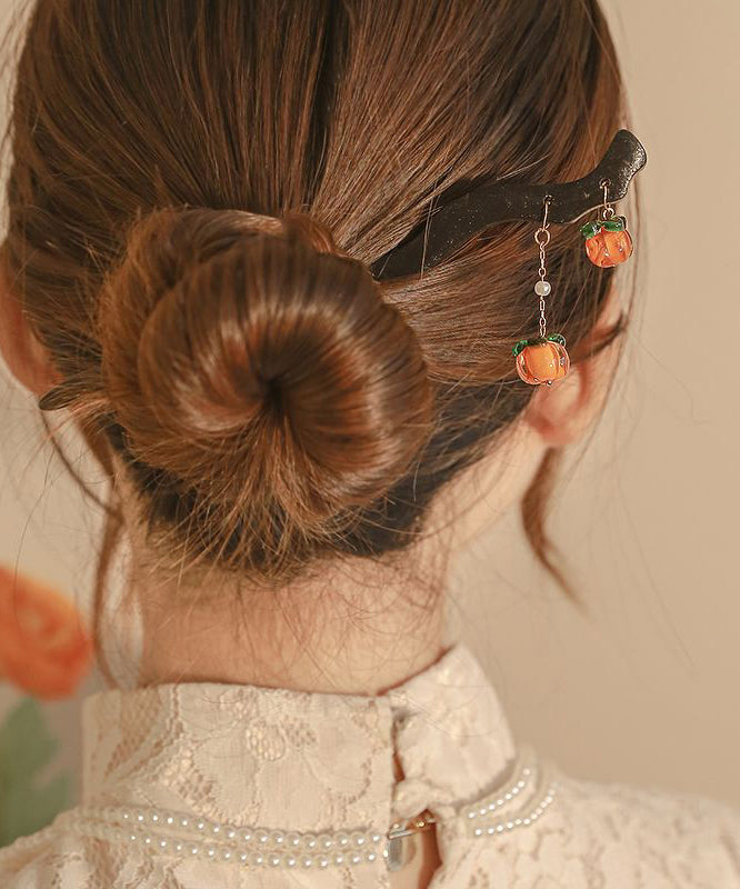 Tassel Style Hairpin Black Wooden Chinese Persimmons