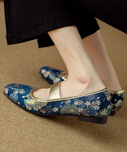 Blue For Splicing Women Style Shoes Chinese Embroidered Flat