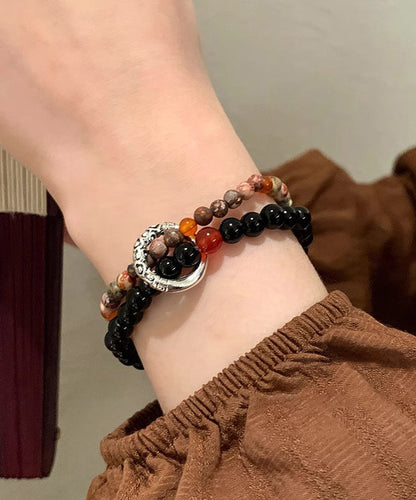 Chinese Ping Copper Glass Style Buckle Bracelet Beading Overgild