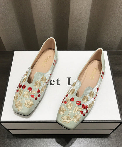 Fabric Cotton Apricot Chinese Flat Style Shoes Embroidered