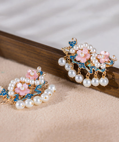 Pearl Floral Gold Style Alloy Hairpin Chinese Tassel