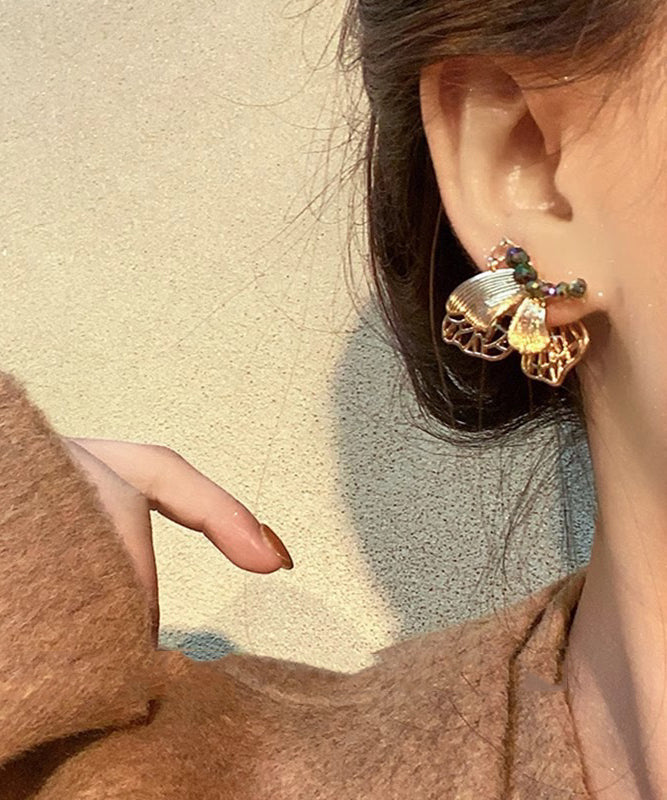 Style Dharma Ancient Stud Gold Chinese Butterfly Resin