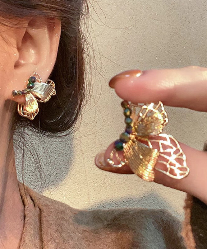 Style Dharma Ancient Stud Gold Chinese Butterfly Resin