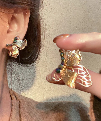 Style Dharma Ancient Stud Gold Chinese Butterfly Resin