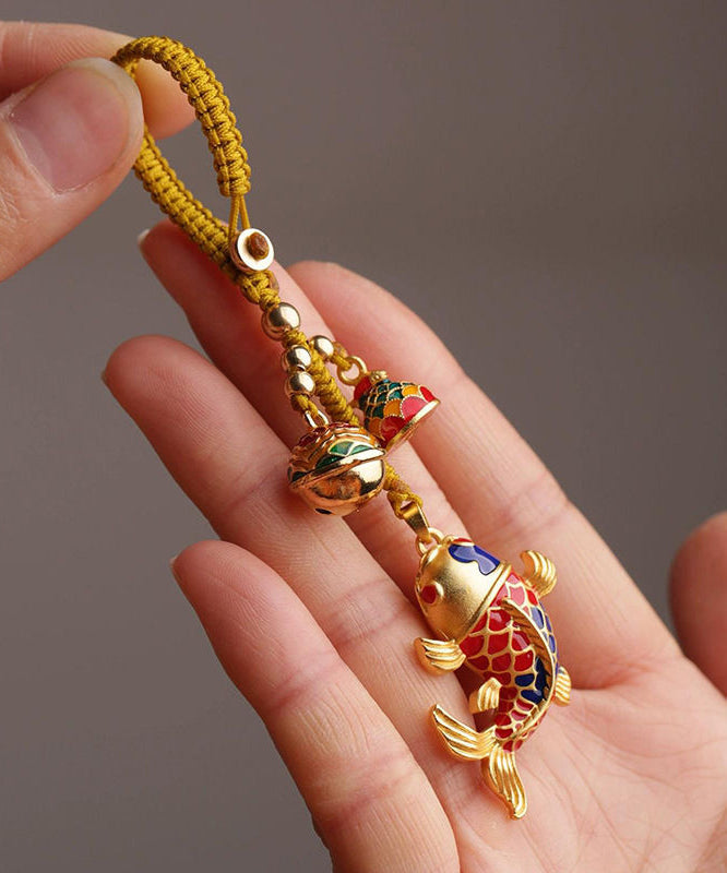 Chinese Style Gold Ancient Gold Brocaded Carp Keychains TX032