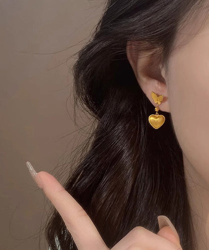 Chinese Love Copper Drop Earrings Style Overgild Butterfly Gold