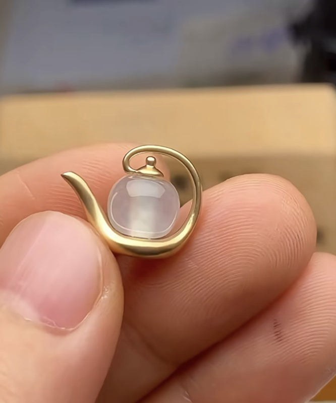 Gold Bottle Sterling Water Silver Chinese Style Jade Overgild