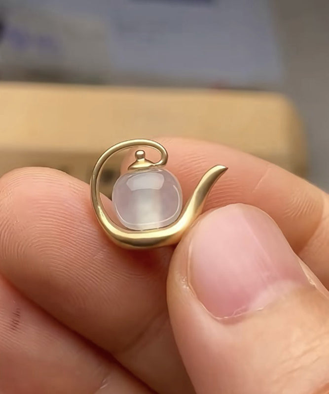 Gold Bottle Sterling Water Silver Chinese Style Jade Overgild