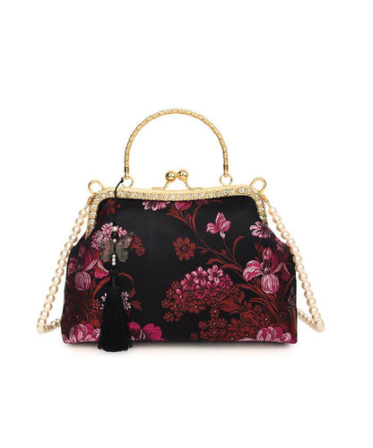 Green Bag Zircon Tote Print Chinese Tassel Style