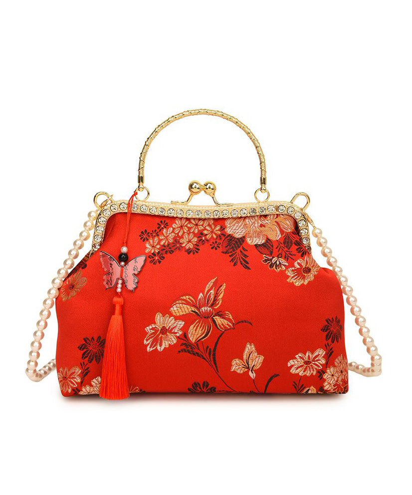 Green Bag Zircon Tote Print Chinese Tassel Style