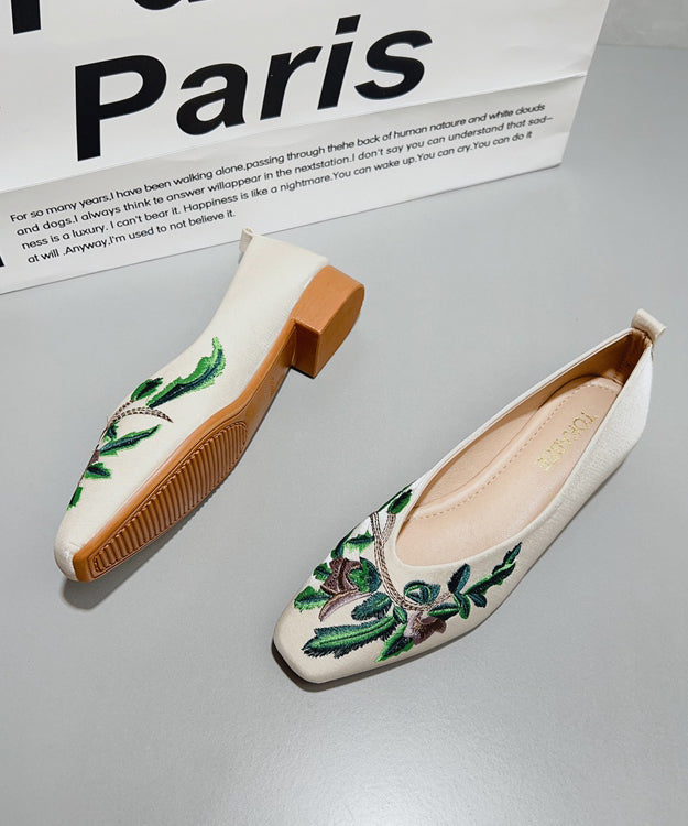 Shoes Satin Embroidered Chinese Flat Feet Green Style