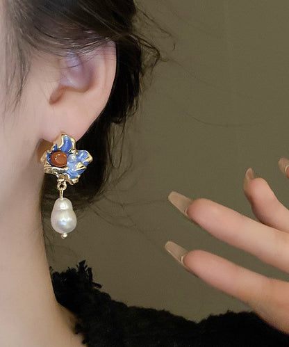 Multicolor Style Drip Alloy Glaze Asymmetrical Pearl Chinese Drop