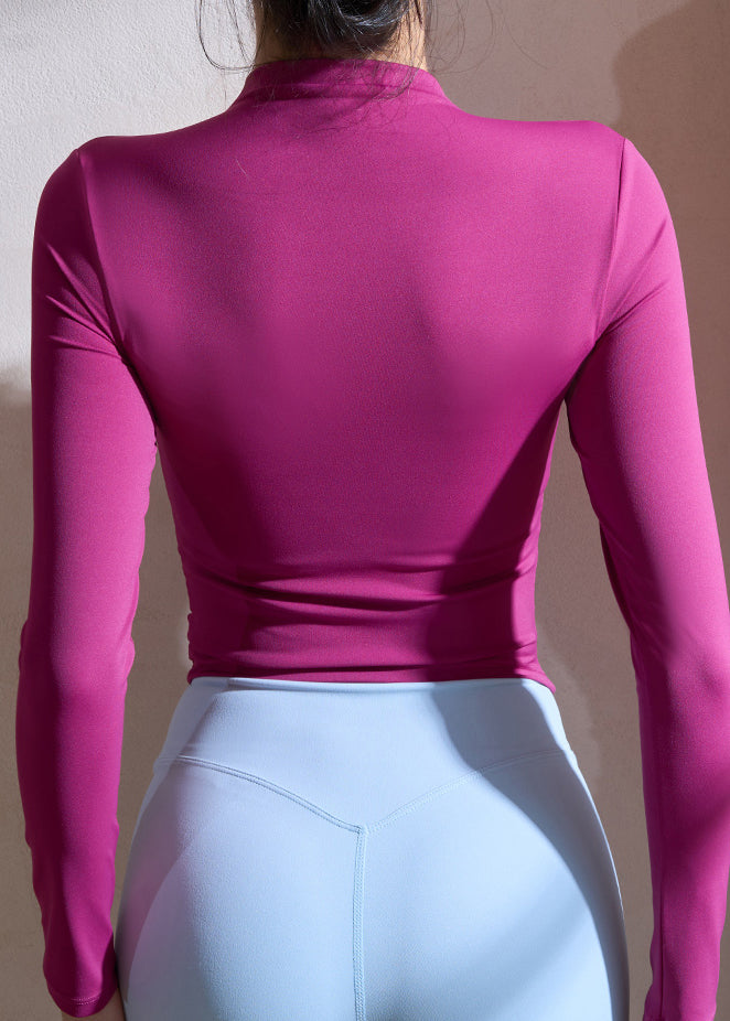 Neck Spring Yoga Chinese Tops Purple High Style