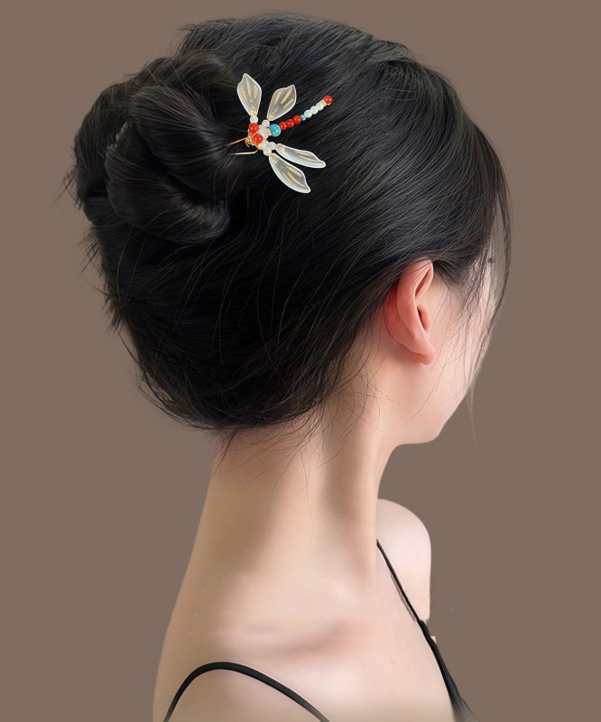 Dragonfly Style Rainbow Chinese Hairpin Overgild U-Shaped