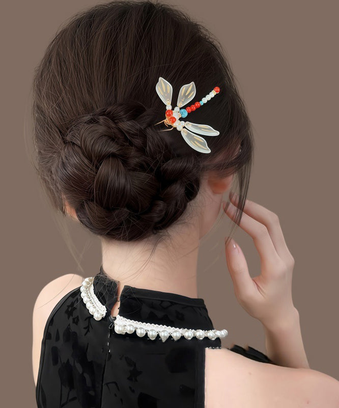 Dragonfly Style Rainbow Chinese Hairpin Overgild U-Shaped