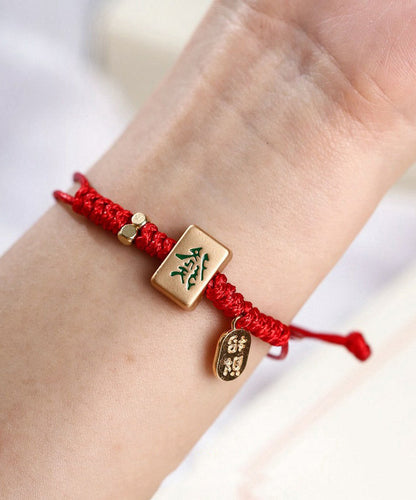 Weave Red Mahjong Bracelet Style Charm Chinese Alloy
