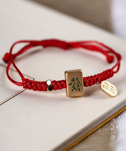 Weave Red Mahjong Bracelet Style Charm Chinese Alloy