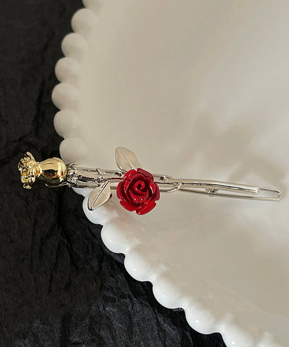 Chinese Style Resin Hairpin Silk Alloy Rose