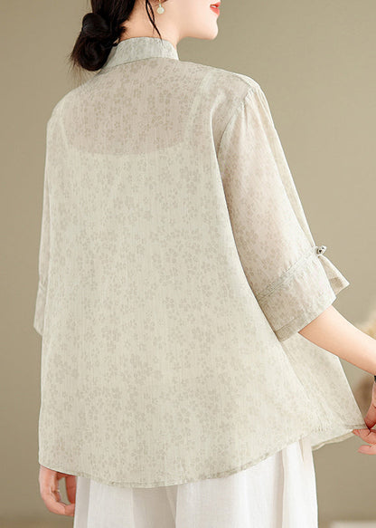 Jacquard Top Stand Embroidered Summer Collar Cotton Style Chinese
