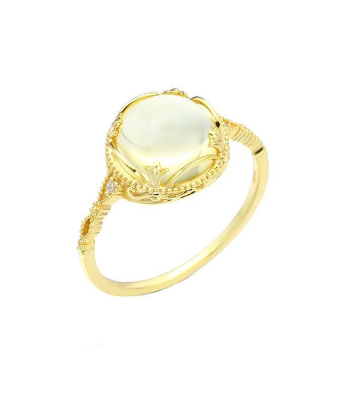 Style Crystal Silver Yellow Overgild Rings Chinese Sterling
